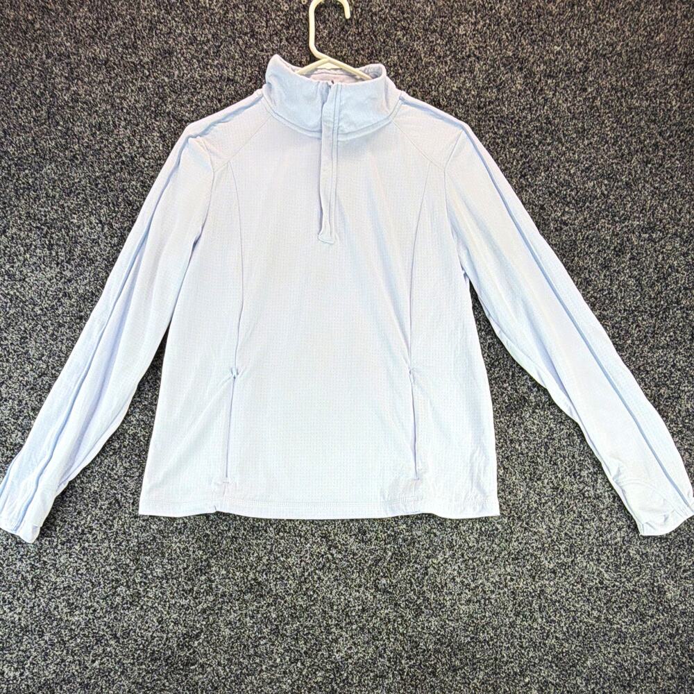 Mondetta Performance + Luxury Women’s L Light Blue 1/4 Zip Mock Neck Raglan Top